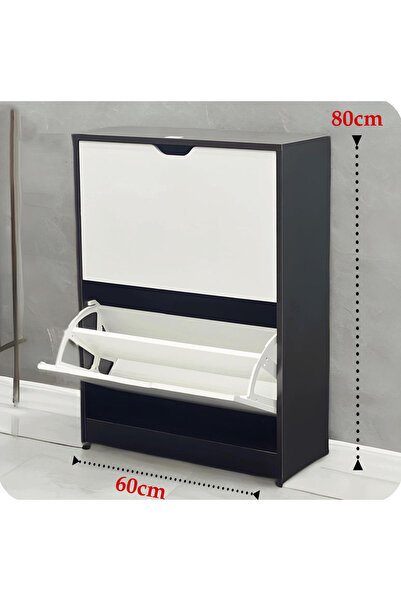 DEC39 Space-saving wooden shoe cabinet, 80 cm high