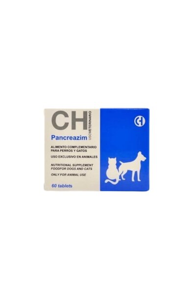 CHEMICAL IBÉRICA PRODUCTOS VETERINARIOS Pancreazim for pancreatitis and indigestion, for dogs and cats, 60 tablets