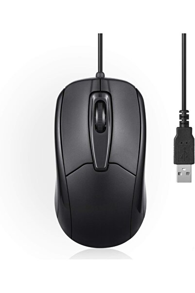 Perixx PERIMICE-209 3 Button USB Wired Mouse - Optical - 1000 DPI - 5.9 Ft Cable - Black