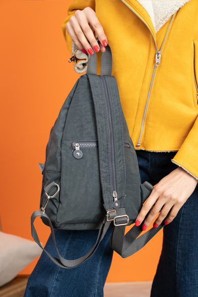 MEGA ÇANTA Unisex Adjustable Strap Zippered Clinker Fabric Backpack Bodybag