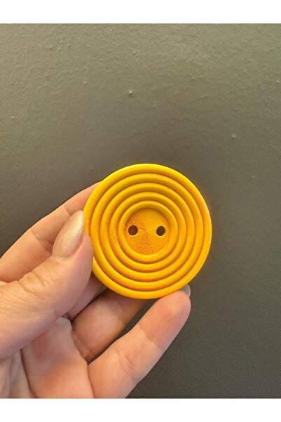 Gönülden Tasarım Wooden Single Button Diameter 6 cm Orange
