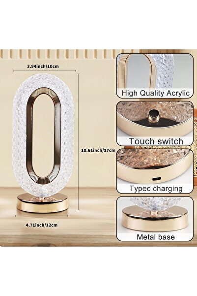 fitto Touch Control Crystal Table Desk Lamp – Dimmable LED, Adjustable Brightness, Touch Sensor