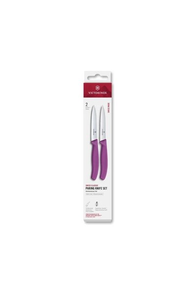 Victorinox 6.7795.2C1 Swiss Classic 2li 10cm Soyma Bıçağı Set, Mor