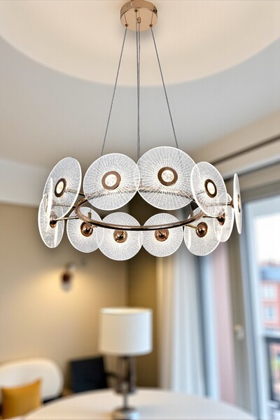 Renkoled Aydınlatma 3 Renk Işıklı Modern Sarkıt Led Avize Salon,oda ,mutfak