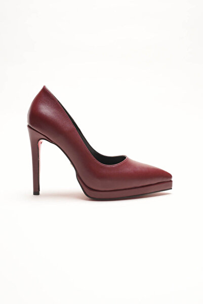 Ayakkabı Ateşi Short Platform Women's Thin Heeled Shoes Nicola Burgundy Skin
