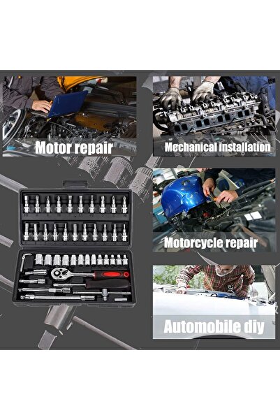 AZONEE 46 Pcs 1/4 inch Drive Socket Wrench Set (Metric)