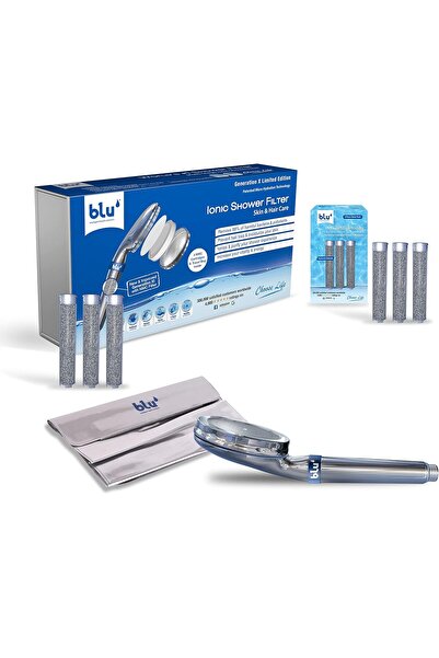 Blu Intelligent Health Solutions blu Ionic Handheld Shower Head and Filter - Filtration Bundle (Chrome, 3 NMC Filters)