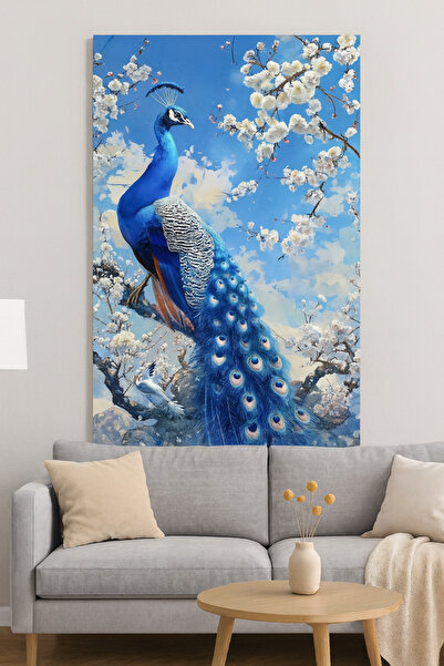 BLT DİZAYN Peacock Glass Painting-Pink-Yellow-Blue Color Option