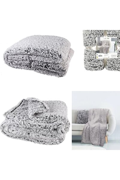 OEM Very soft fluffy warm blanket/throw, pleasant to touch, gray, 120 x 150 cm