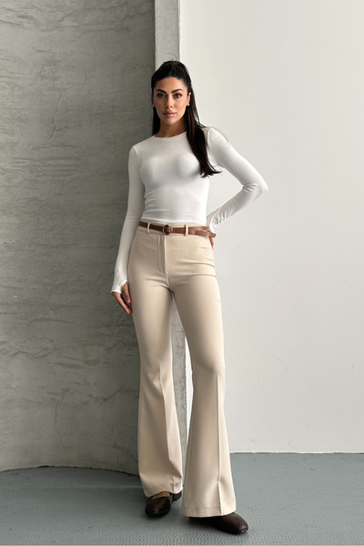 macharel jeans Women's High Waist Flared Belted Palazzo Pants