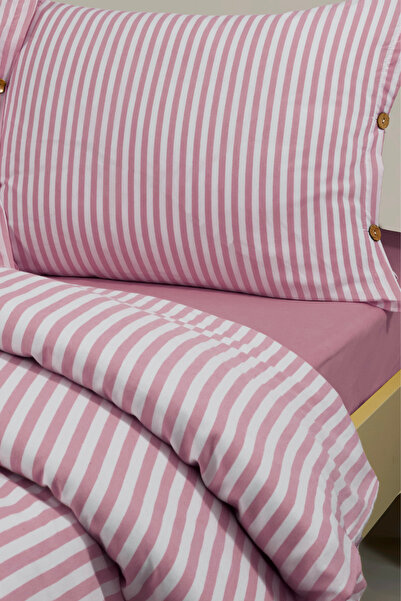 Magnolia طقم غطاء لحاف مفرد مخطط بوهيمي - بأزرار خشبية، مع ملاءة مرنة، مصنوع ...