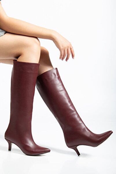 Budi Syt-2025 Burgundy Leather Casual Women's Boots