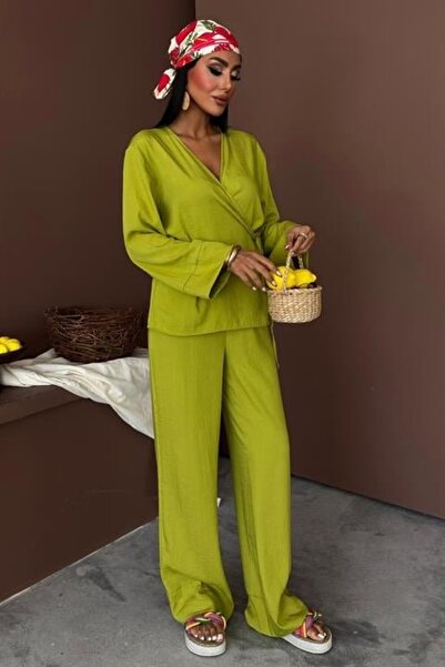 Wear Up Double Breasted Model Classic Chupra Linen Suit with Trousers 10191