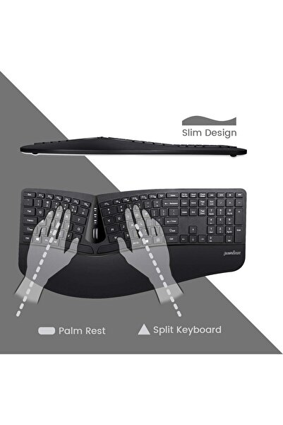 Perixx Periduo-605 Wireless Ergonomic Split Keyboard & Vertical Mouse Combo, Black (US Layout)