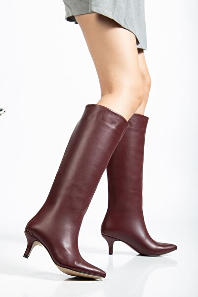 Budi Syt-2025 Burgundy Leather Casual Women's Boots