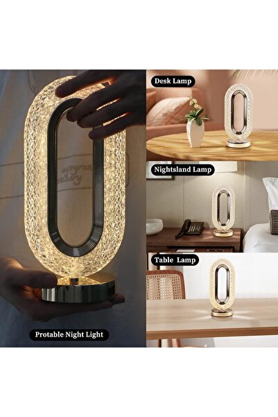 fitto Touch Control Crystal Table Desk Lamp – Dimmable LED, Adjustable Brightness, Touch Sensor