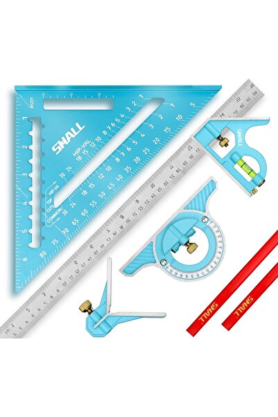 SHALL مربع نجار من سبائك الألومنيوم مقاس 7 بوصات ومربع مركب من سبائك الزنك مق...