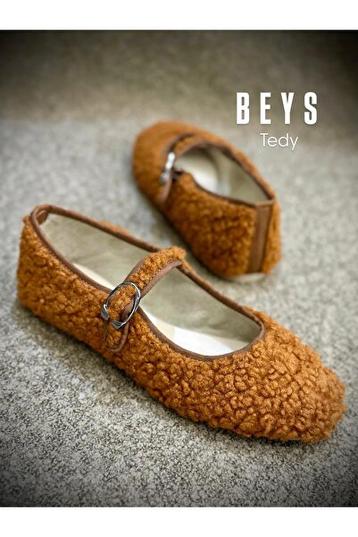 Zuum Beys Mary Jane Women's Ballerina Ballet Shoes - Red Brown Curly