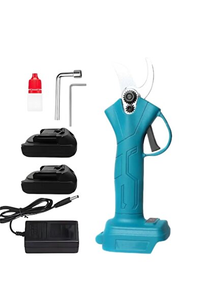 HYT Portable Cordless Electric Garden Shears, Carbon Steel Blade, 2× 5000mAh Batteries, Blue