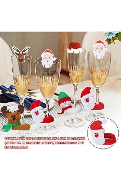 Generic 36 قطعة من بطاقات كأس النبيذ لعيد الميلاد، زينة سانتا الرنة، علامات أ...