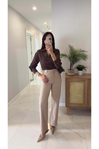 BİRCANÇİL Tetra Beige Suede Trousers