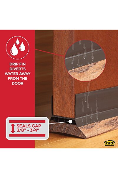 M-D Building Products 43337 36-inch Brown Vinyl U-Shape Cinch Slide-On Under Door Seal