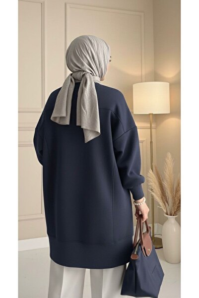 onlymoon Μπλουζάκι Navy Blue Slip-on oversized ◆   Βαμβάκι 3 κλωστών ◆   Άνετο Χιτζάμπ Καθημερινό Στυλ