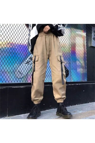 Karakedi Beige Harajuku Cargo Pants