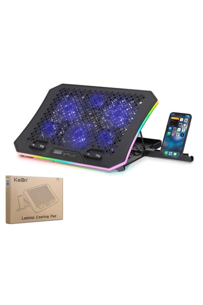 HADRON DCXAA8 Laptop Soğutucu 6 Fan RGB Telefon Standlı - Siyah