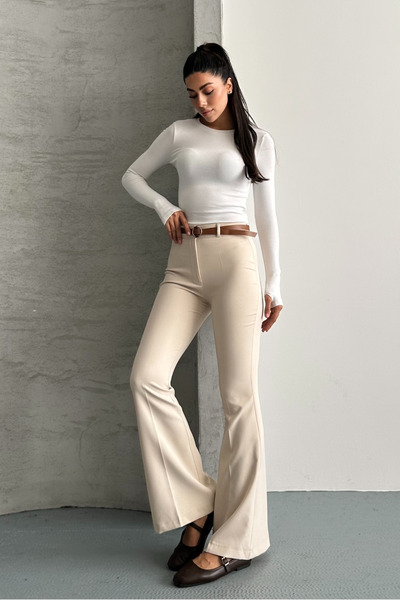 macharel jeans Women's High Waist Flared Belted Palazzo Pants