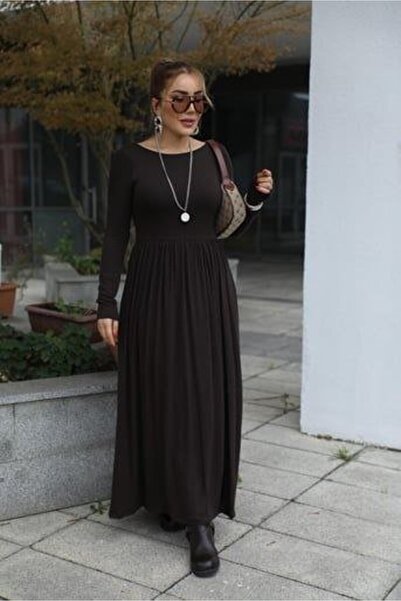 JANES Γυναικείο φόρεμα με λαιμόκοψη και λεπτομέρεια με σχισμή στο πίσω μέρος, μάξι μήκους