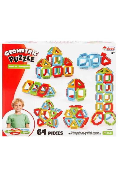DEDE Oyuncak Geometrik Puzzle Yapı Oyuncak 64 Parça 03895