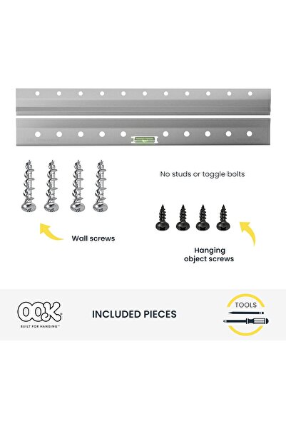 Ook French Cleat, Picture and Mirror Hanger with Hardware, 100lb, Aluminum, 533208