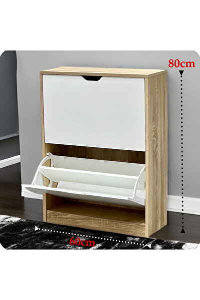 DEC39 Space-saving wooden shoe cabinet, 80 cm high