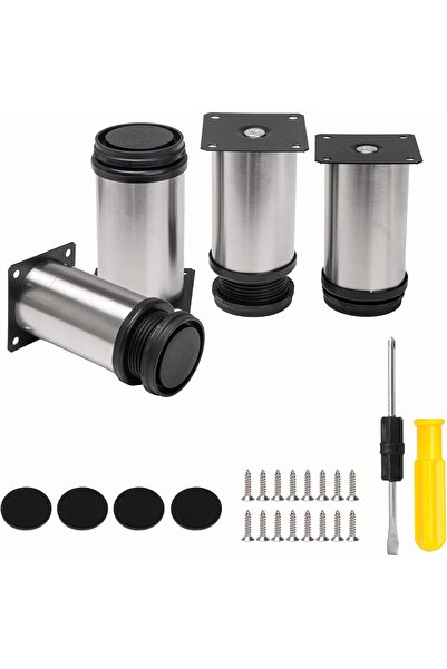 BQLZR Stainless Steel Adjustable Furniture Legs 104mm Pack of 4