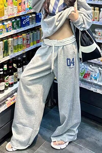 Karakedi Γκρι μελανζέ 04 Νούμερο Λευκό Ελαστικό στη μέση Y2K Unisex Φούτερ