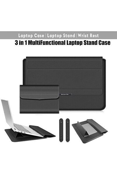 MAKINGTEC 13-14 Inch Laptop Sleeve Case with Stand, Waterproof PU Leather (Black)