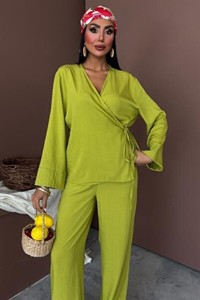 Wear Up Double Breasted Model Classic Chupra Linen Suit with Trousers 10191