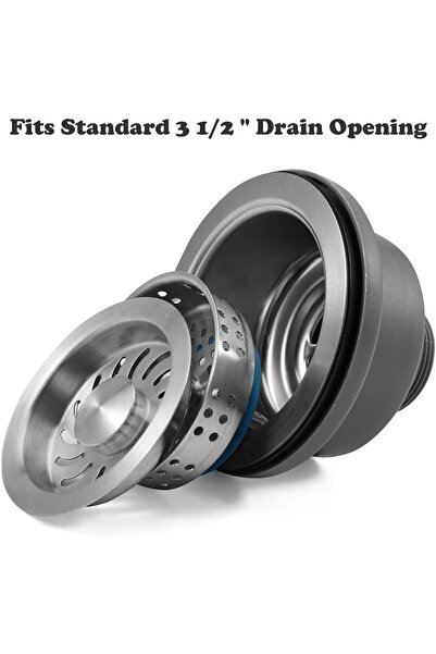 TERRIFI 304 Stainless Steel Kitchen Sink Drain Assembly Kit with Stopper - Durable Replacement Strainer Bask