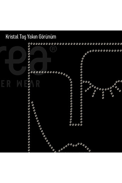 Crea Eymer Wear Geometric Linear Face Crystal Stone Printed Cotton Crew Neck T-Shirt Black