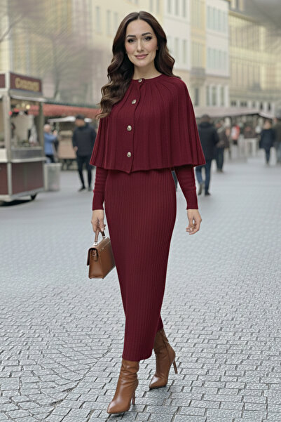 benguen Bolero Knitwear Dress R4478 Burgundy