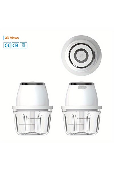 Generic 304 Stainless Steel Portable Electric Food Chopper 350ml USB Wireless Handheld Garlic Slicer