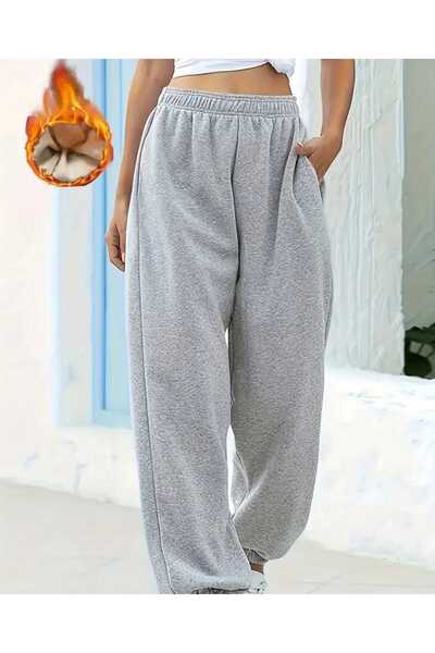 SERYY MODA Pantaloni de trening gri pentru femei, de iarnă, cu picior elastic...