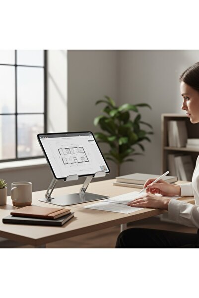 Coverzone Adjustable Tablet Stand, Aluminum Alloy, Desktop, Non-Slip Silicone, 4.7–12.9 Inches, T747