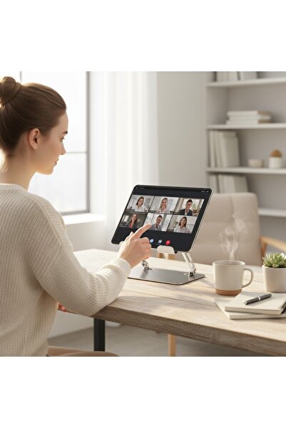Coverzone Adjustable Tablet Stand, Aluminum Alloy, Desktop, Non-Slip Silicone, 4.7–12.9 Inches, T747