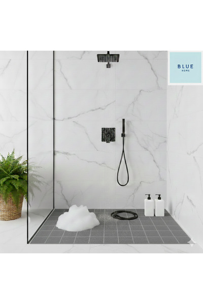 Blue Home 🆕 Bathroom Shower Pool Front Door - Square Honeycomb Mat Non-Slip Anti-Slip Pvc Mat Gray Width: 90cm. Grey 🚿
