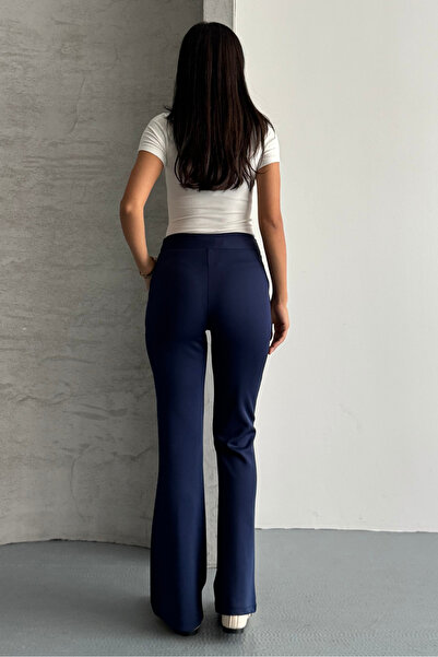 macharel jeans Women's High Waist Ribbed Stitching Palazzo Pants