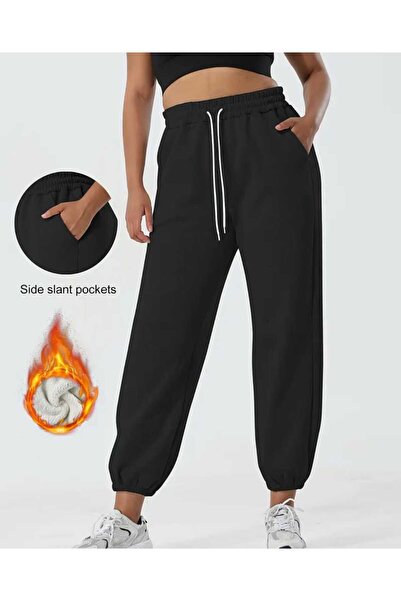 SERYY MODA Γυναικεία χειμερινά φαρδιά παντελόνια φόρμας με ελαστικά τελειώματ...