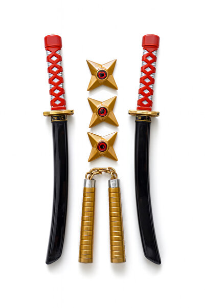 BaoBao Set Ninja – 2 Săbii, 2 Nunchaku și 3 Stele – 44x22 cm