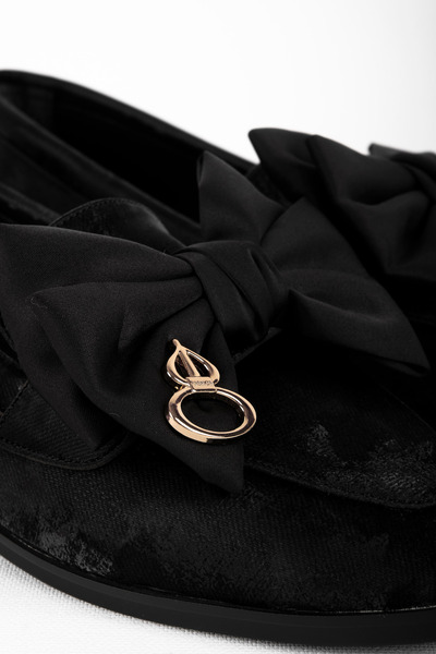 MY DERİ Dalsy Women's Velvet Fabric Ribboned Luxury Ballerinas 4232